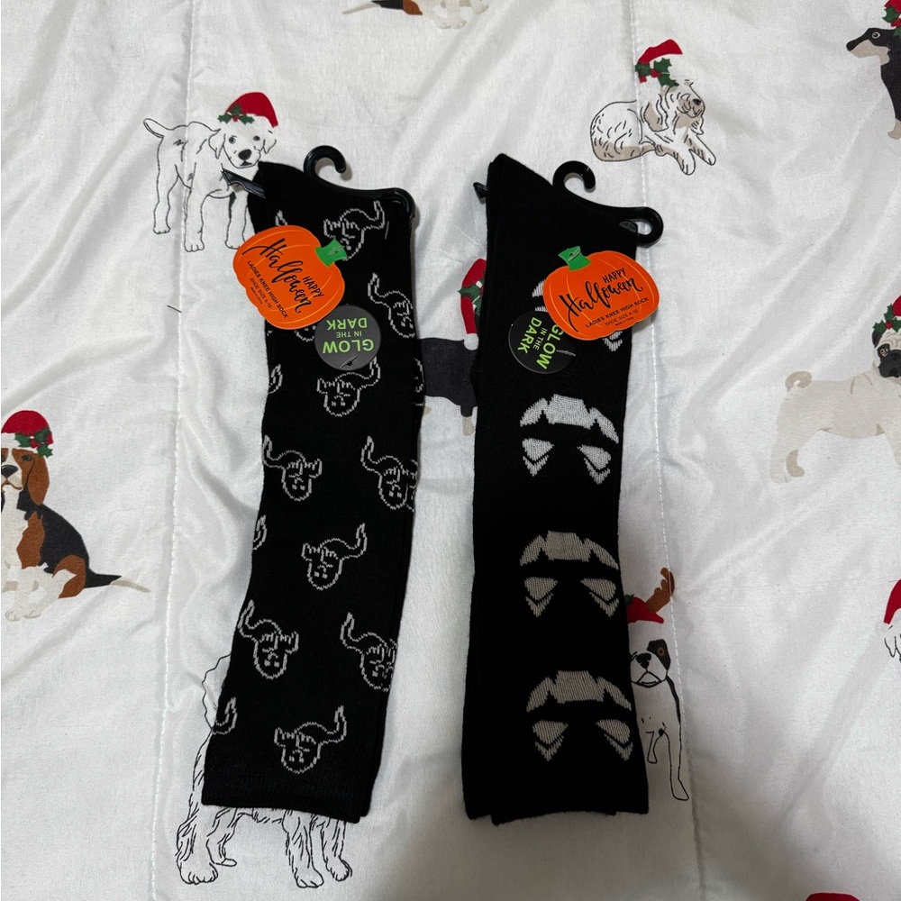 Two pairs of Halloween Glow-in-the-Dark Socks